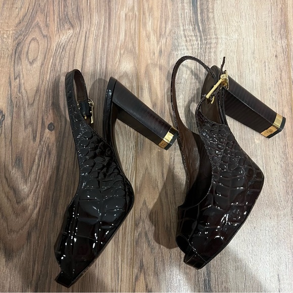 Tory Burch Slingback Y2K Snakeskin Leather Heels - Picture 7 of 12